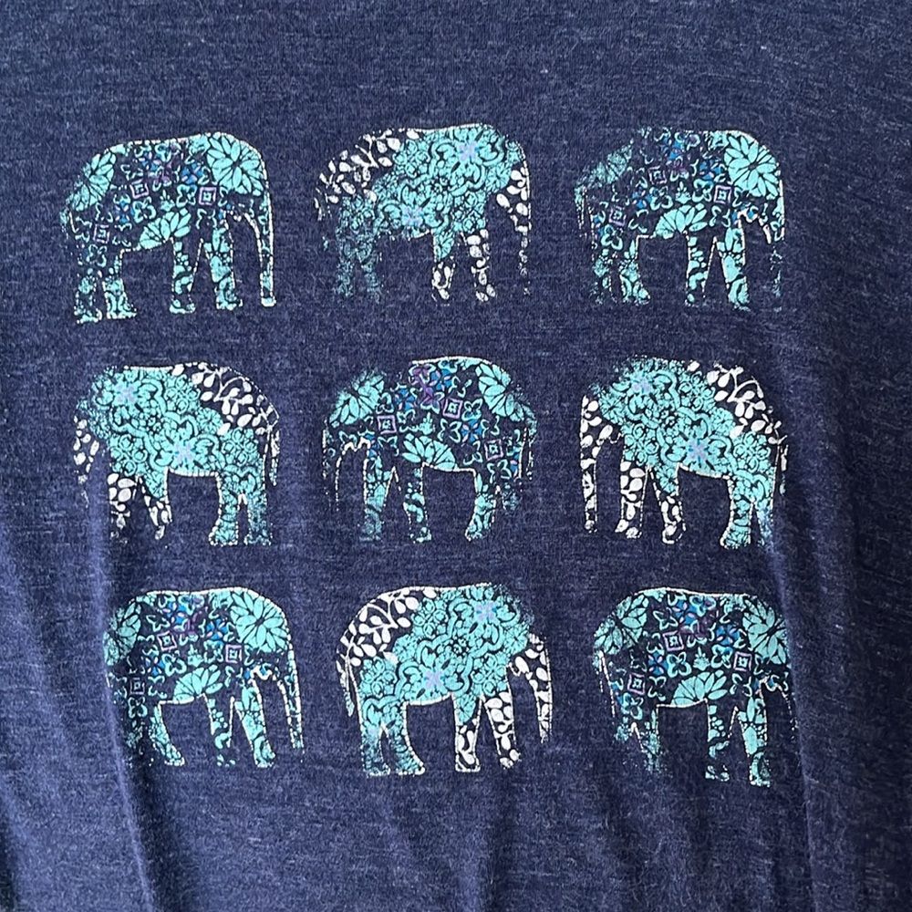 Sleeveless Blue Elephant Tshirt Size M - Picture 2 of 3